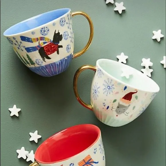 Anthropologie-Holiday Spirit Christmas Mug Scottie Dog - Picture 2 of 4